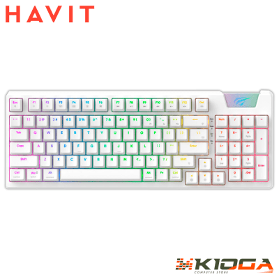TECLADO HAVIT KB885L-SP BLANCO RGB TRIMODE - RED SWITCH1