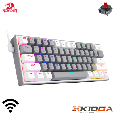 TECLADO REDRAGON FIZZ PRO WIRELESS RGB GREY/WHITE - RED SWITCH