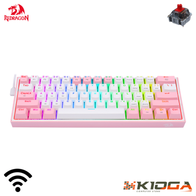 TECLADO REDRAGON FIZZ PRO WIRELESS RGB WHITE/PINK - RED SWITCH1