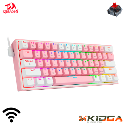 TECLADO REDRAGON FIZZ PRO WIRELESS RGB PINK/WHITE - RED SWITCH1