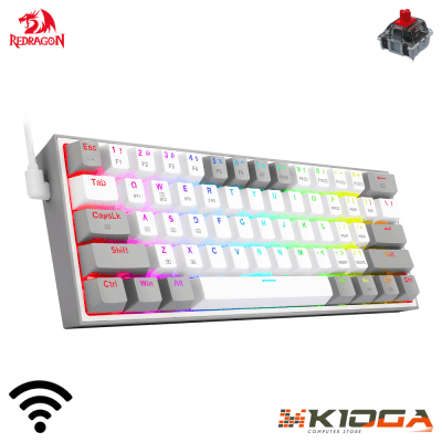 TECLADO REDRAGON FIZZ PRO WIRELESS RGB WHITE/GREY - RED SWITCH4