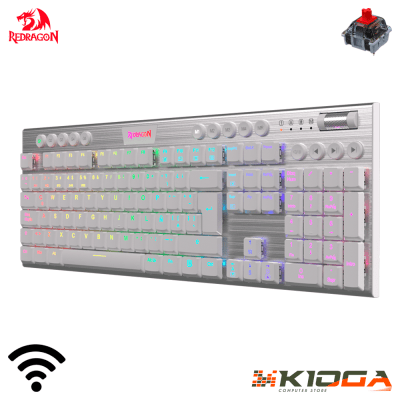 TECLADO REDRAGON HORUS FS WHITE WIRELESS RGB - RED SWITCH1