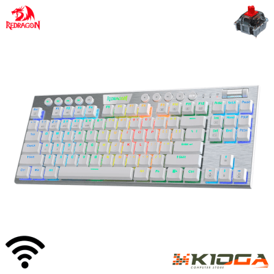 TECLADO REDRAGON HORUS TKL WHITE WIRELESS RGB - RED SWITCH