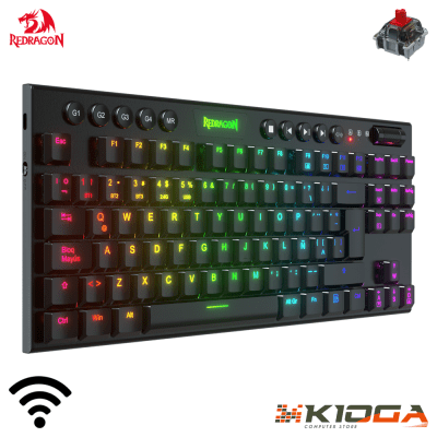 TECLADO REDRAGON HORUS TKL BLACK WIRELESS RGB - RED SWITCH