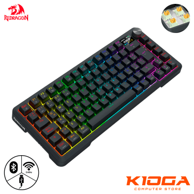 TECLADO REDRAGON UCAL LCD PRO RGB WIRELESS BLACK 75% - MINT MAMBO SWITCH - WIRED/BT/2.4G