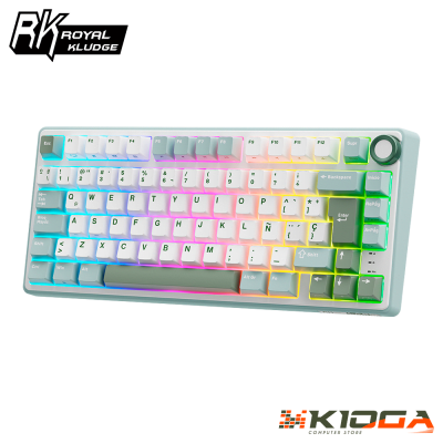 TECLADO ROYAL KLUDGE R75 SKY CYAN 75% - K SILVER SWITCH