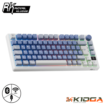 TECLADO ROYAL KLUDGE RK-M75 WIRELESS OCEAN BLUE 75% - K SILVER SWITCH - WIRED/BT/2.4G1