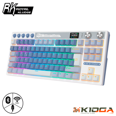 TECLADO ROYAL KLUDGE RK M87 WIRELESS OCEAN BLUE TKL - CREAMY SWITCH - WIRED/BT/2.4G