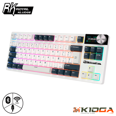TECLADO ROYAL KLUDGE RK-S85 WIRELESS WHITE NIGHT TKL - CLOUD SWITCH - WIRED/BT/2.4G