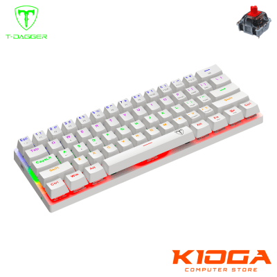 TECLADO T-DAGGER ARENA LITE WHITE RAINBOW - RED SWITCH