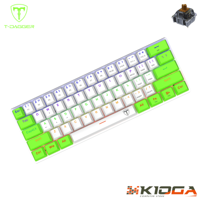 TECLADO T-DAGGER ARENA WHITE/GREEN RAINBOW - BROWN SWITCH1