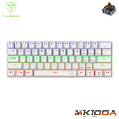 TECLADO T-DAGGER ARENA WHITE RAINBOW - BROWN SWITCH