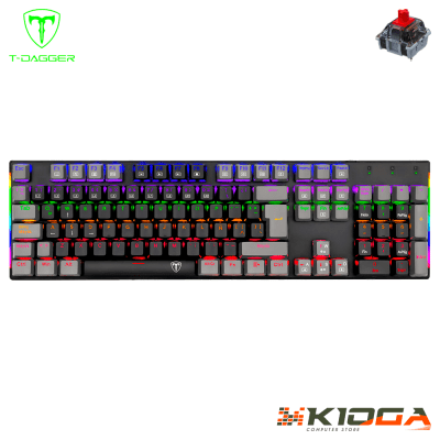TECLADO T-DAGGER NAXOS RAINBOW BLACK/GREY - RED SWITCH