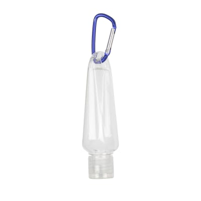 BOTELLA PLASTICA CON MOSQUETON, 50 ML, AZUL