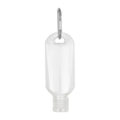 BOTELLA PLASTICA CON MOSQUETON, 50 ML, GRIS