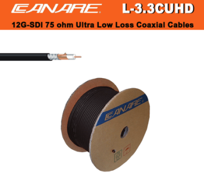 CANARE Cable Coaxial L-3.3CUHD 75-Ohm 12G-SDI UHD negro (200m)