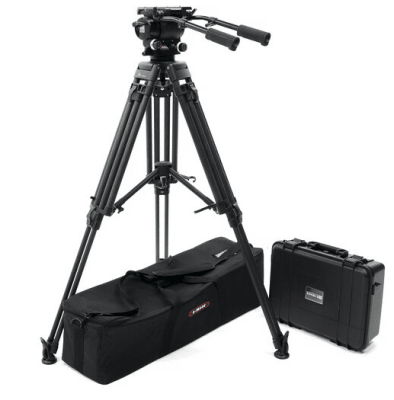 E-Image KIT Trípode de Fibra de Carbono de 3 Etapas con Cabezal Fluido y Bola Niveladora de 100mm (Carga Útil 22 Kg.)
