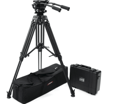 E-Image KIT 3-Stage Carbon Fiber Tripod System with Fluid Head and 100mm Leveling Ball