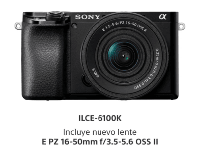 Sony Cámara Digital Mirrorless APS-C ILCE-6100K: A6100 + Lente SELP165027