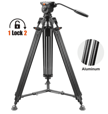 E-Image EK522 Kit trípode de vídeo cabezal fluido REH522+AT522 3