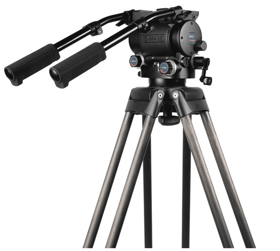 E-Image KIT 3-Stage Carbon Fiber Tripod System with Fluid Head and 100mm Leveling Ball1