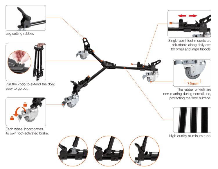 E-IMAGE EI-7003C VIDEO DOLLY UNIVERSAL HASTA 40KGS1