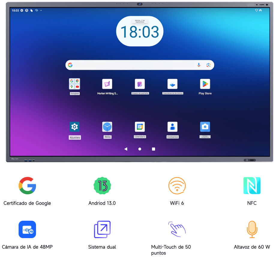 HORION Pantalla Interactiva 4K UHD 75