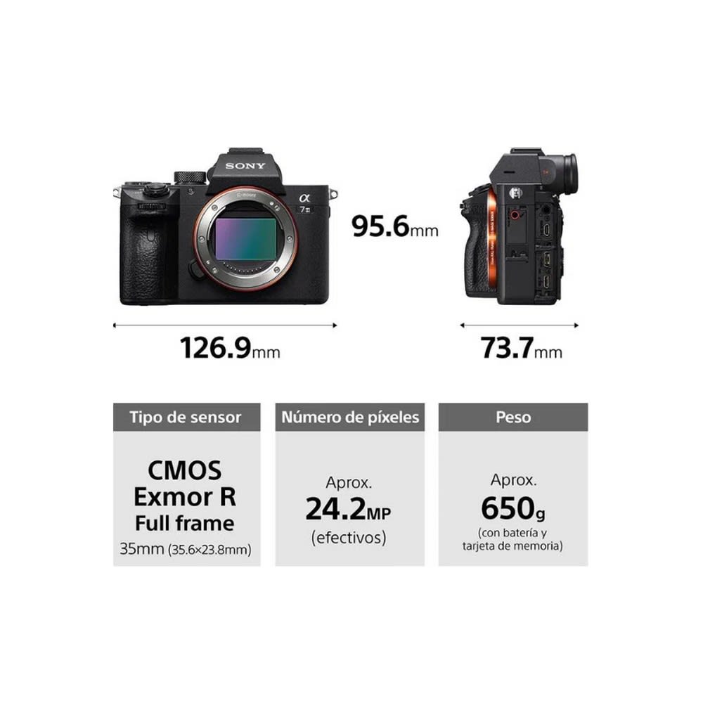 SONY Alpha 7 III sensor full-frame de 35 mm + lente de zoom de 28-70 mm3