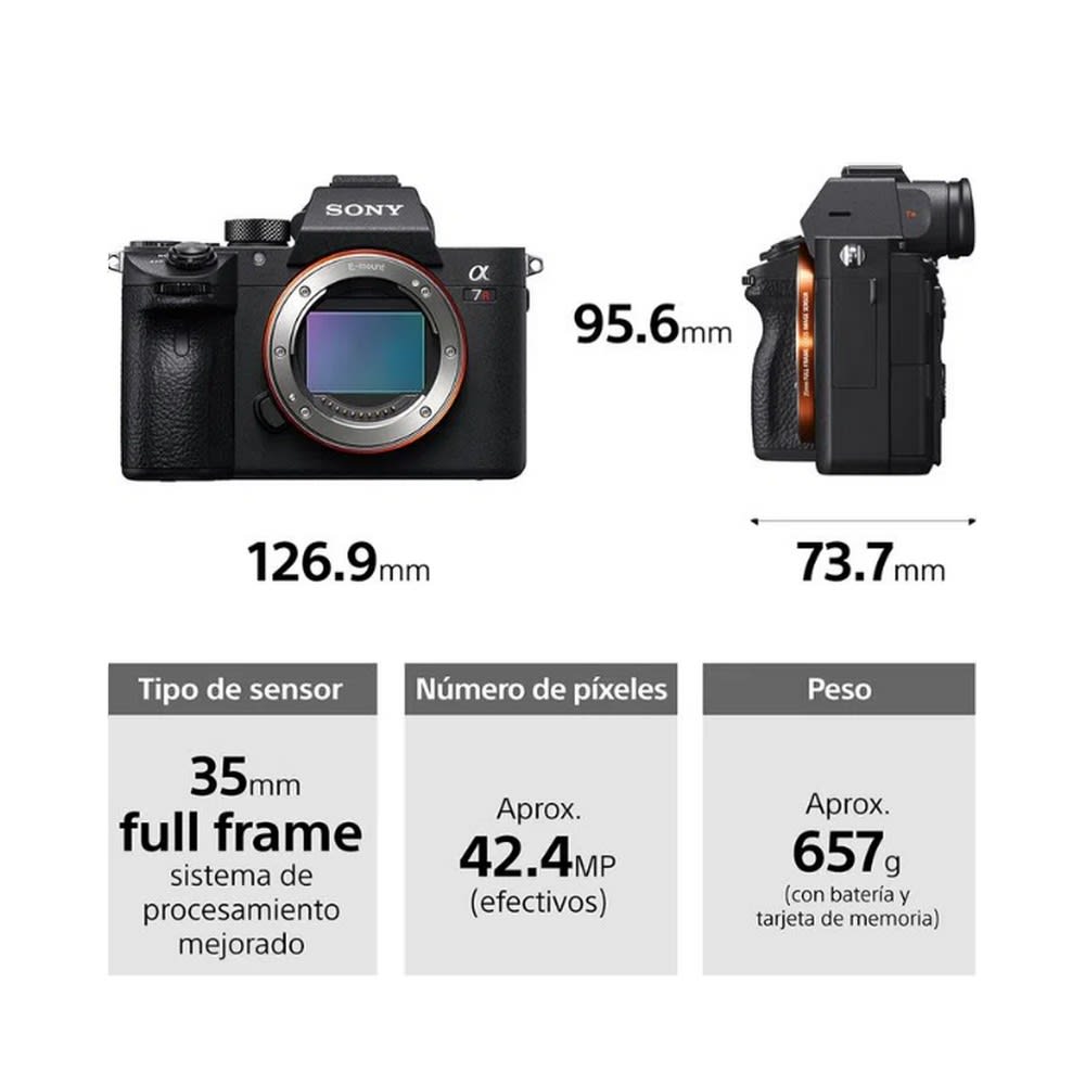 Sony ILCE-7RM3A cámara 7R III con sensor de imagen full-frame de 35 mm3