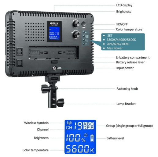 VILTROX KIT DE 3 LUCES LED VL-S192T 45W CRI +951