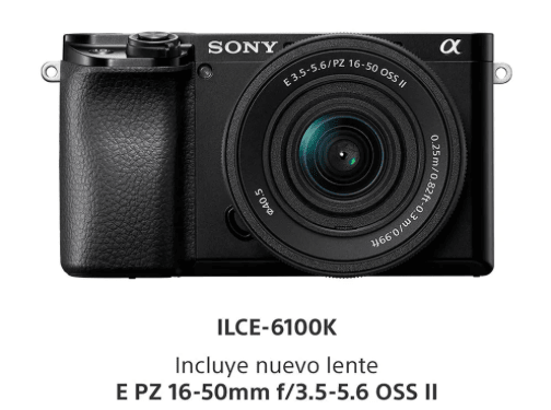 Sony Cámara Digital Mirrorless APS-C ILCE-6100K: A6100 + Lente SELP16502 6