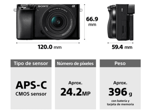 Sony Cámara Digital Mirrorless APS-C ILCE-6100K: A6100 + Lente SELP165026