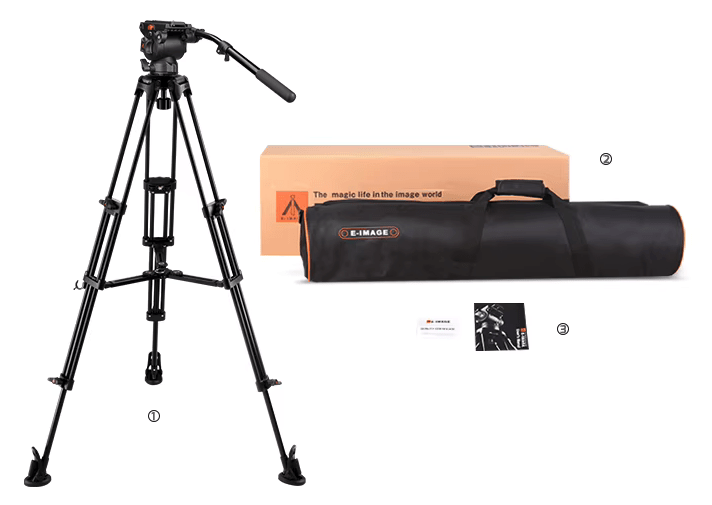 E-IMAGE Trípode  EI-720A Cabezal fluido NT670H- Negro-10KG6