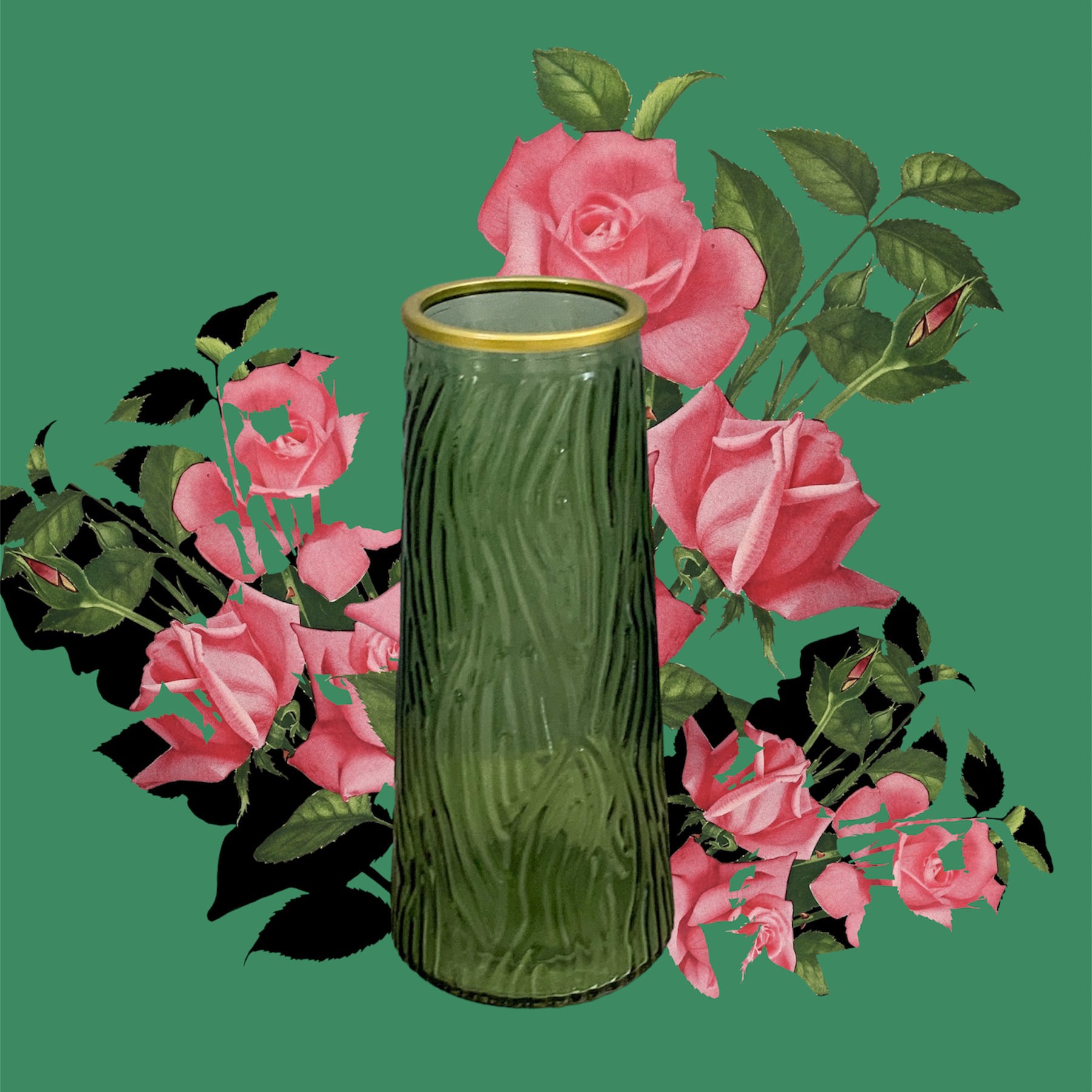 Florero tubo textura verde