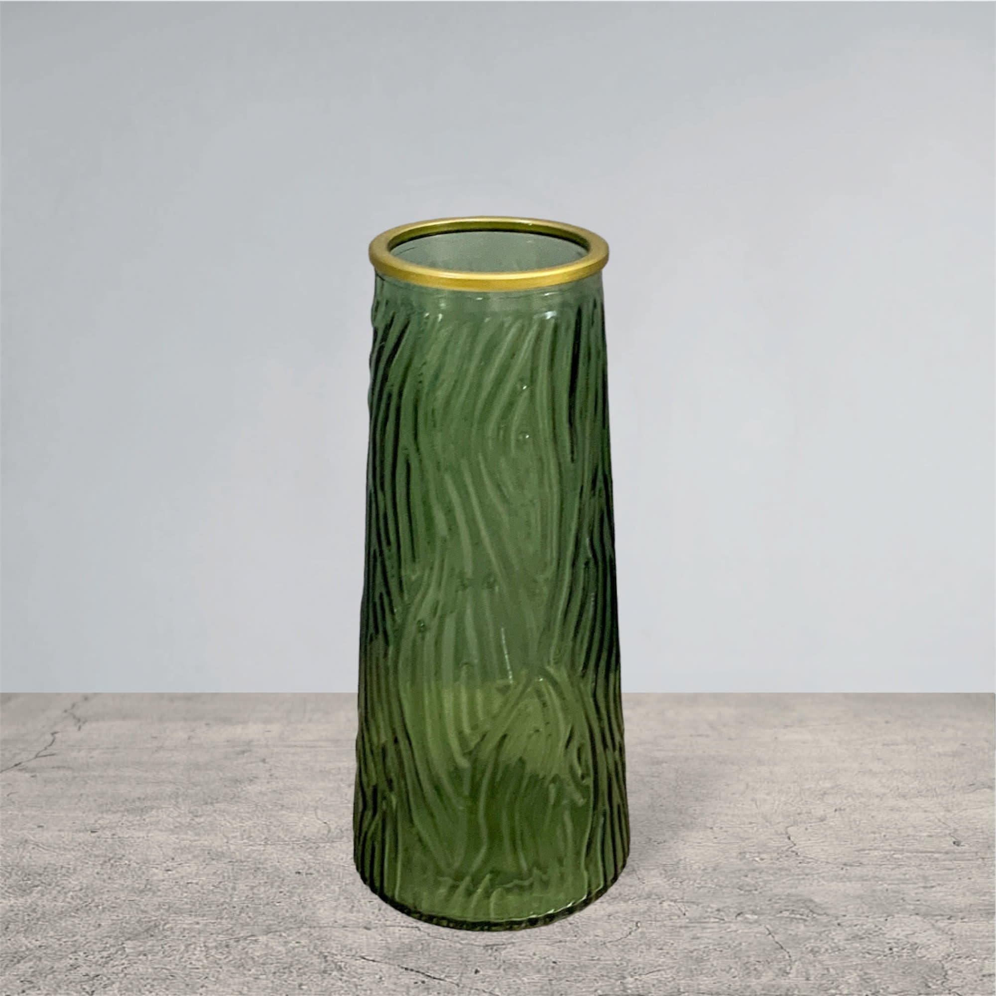 Florero tubo textura verde