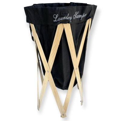 Canasto Ropa pies madera Negro1