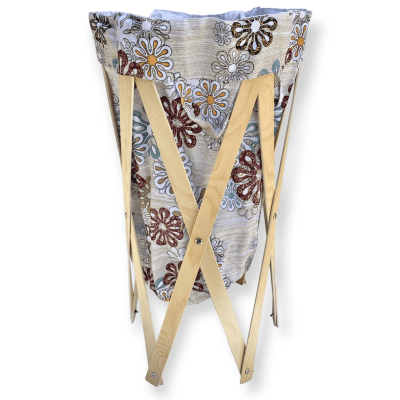 Canasto Ropa pies madera Flores2