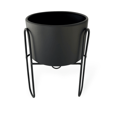Macetero Tubo Atril Negro Pequeño1