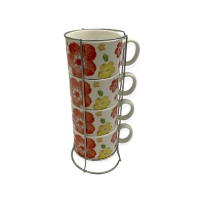 Set 4 tazas flower1