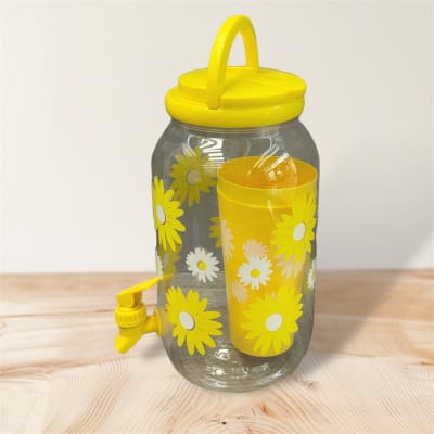 Dispensador jugo con 4 vasos Margarita amarilla1