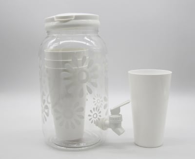 Dispensador jugo con 4 vasos Margarita blanca