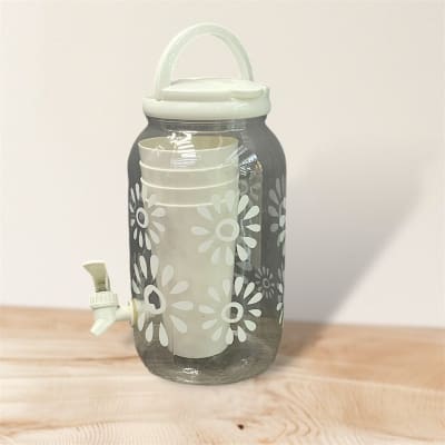 Dispensador jugo con 4 vasos Margarita blanca