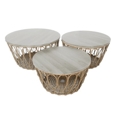 Mesa mimbre con cubierta blanca grande1