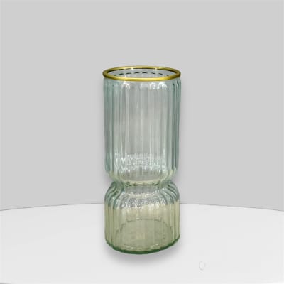 Florero vidrio cintura borde dorado2