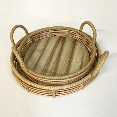Bandeja mimbre redonda pequeña