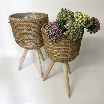 Macetero patas borde trenzado verde grande1