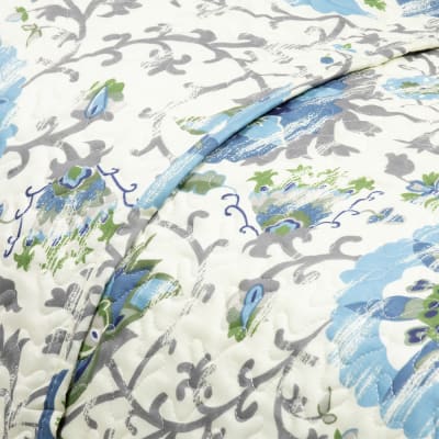 Cubrecama Estampado Flores Turquesas 2 P