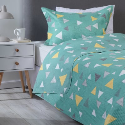Cubrecama estampado ultrasonic 1.5P Turquesa