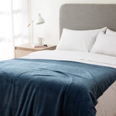 Manta Jacquard boucle azul1