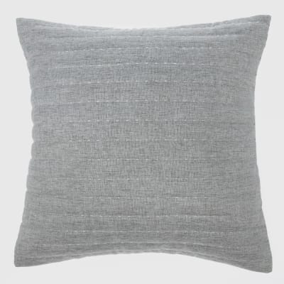 Cojín bordado tipo lino gris